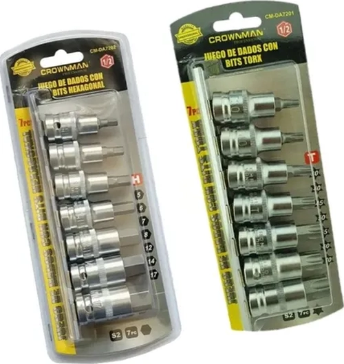 SET KIT JUEGO DE DADOS MACHO ALLEN 7 PIEZAS CROWNMAN GRIS - 1