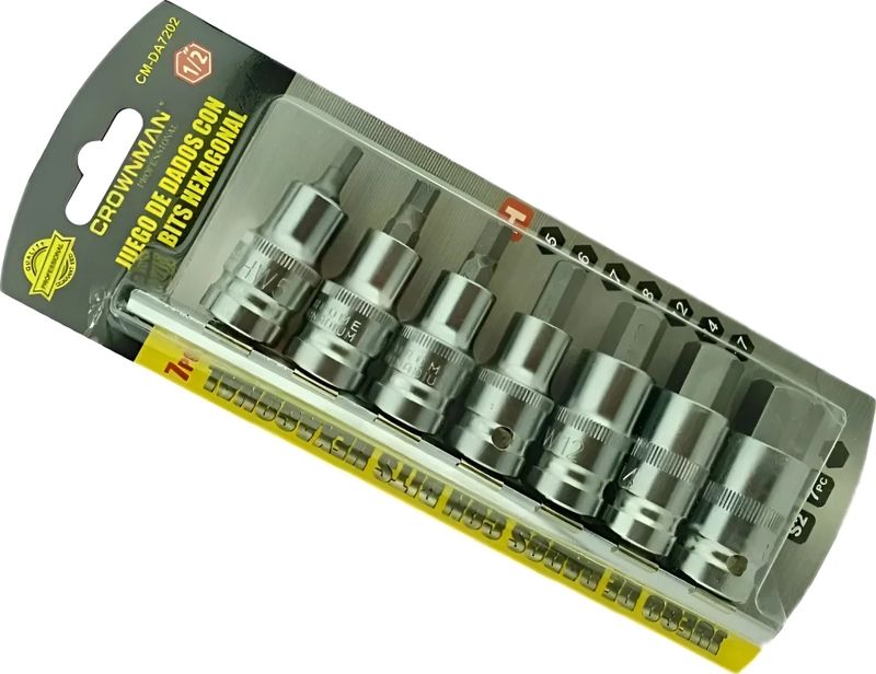 SET KIT JUEGO DE DADOS MACHO ALLEN 7 PIEZAS CROWNMAN GRIS - 2