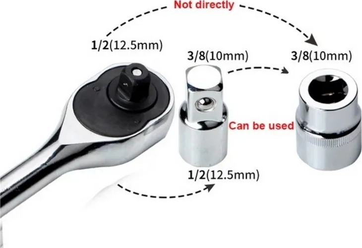 SET 4 ADAPTADORES PARA DADOS CHICHARRA 1/4-1/2 PULG PLATEADO - 2