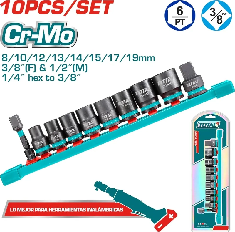 SET 10 DADOS DE IMPACTO 3/8 INDUSTRIAL SUPER TOTAL - 2