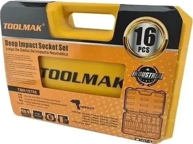 KIT JUEGO DADOS TORX ESTRELLA 1/2 MACHO HEMBRA 18 PIEZAS TMK AMARILLO - 1