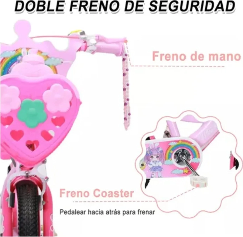 BICICLETA ARO 12 ROSADA PROTECTOR CADENA CESTA RUEDA APRENDI - 4