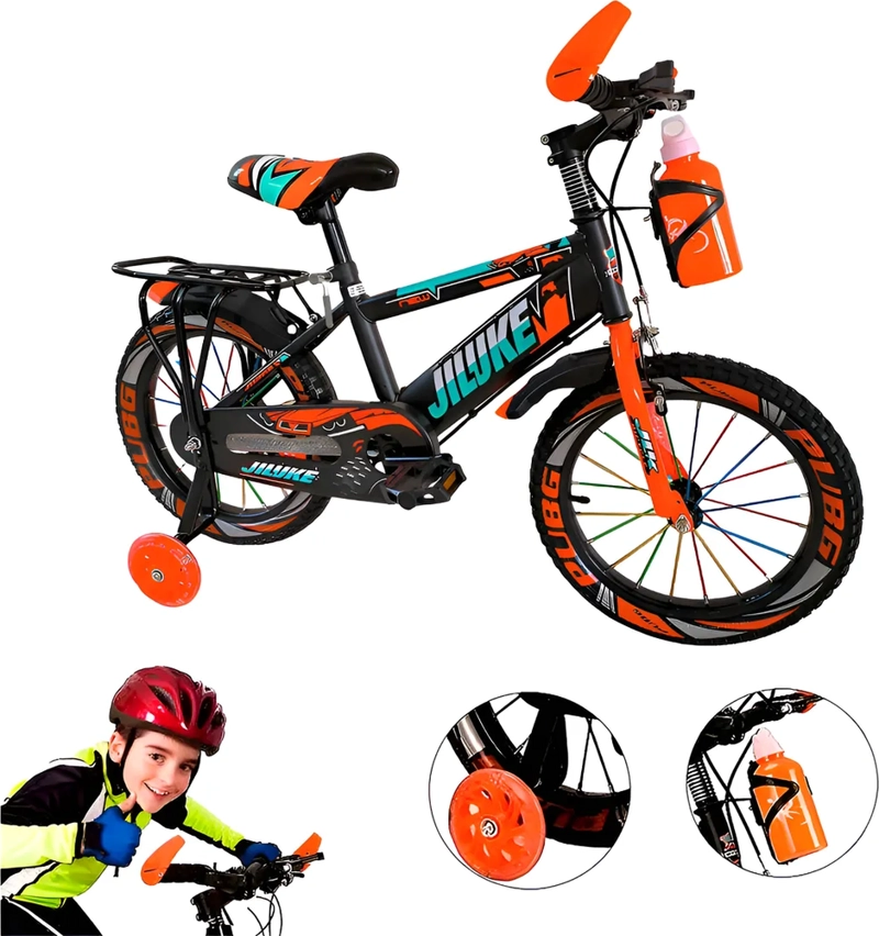 BICICLETA MOUNTAIN BIKE LUCES LED Y COLORES ARO 12 NARANJA - 1