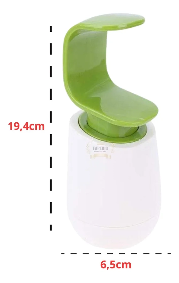 DISPENSADOR JABON LIQUIDO GEL SHAMPOO BLANCO CON VERDE - 1