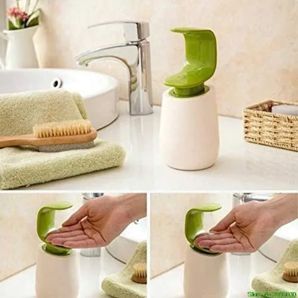 DISPENSADOR JABON LIQUIDO GEL SHAMPOO BLANCO CON VERDE - 5