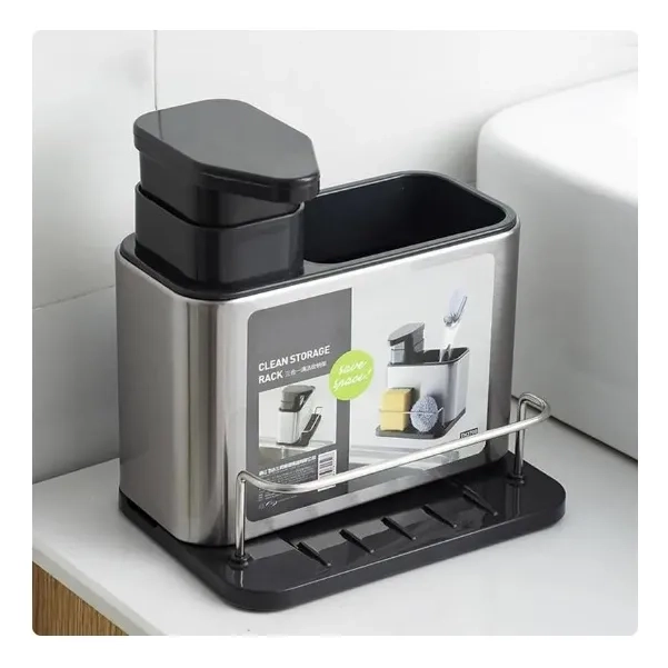 STORAGE RACK DISPENSADOR JABON 3 EN 1 COLOR PLATEADO - 2