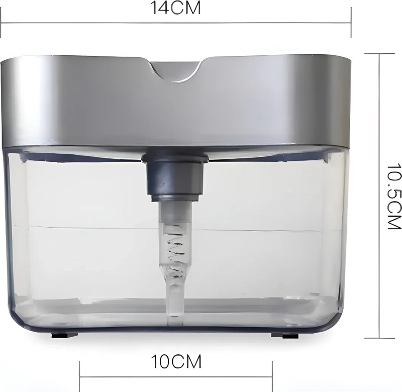 DISPENSADOR JABON LAVALOZAS BOMBA ESPONJA CON RECIPIENTE COLOR GRIS - 3