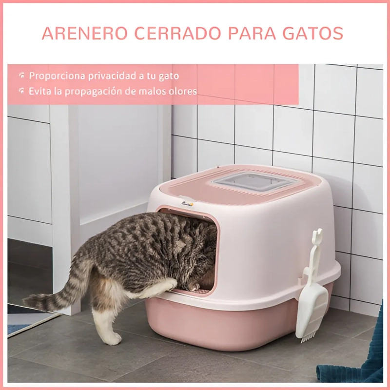 CAJA ARENERO BAÑO SANITARIO CERRADO GATO EXTRA GRANDE XL - 3