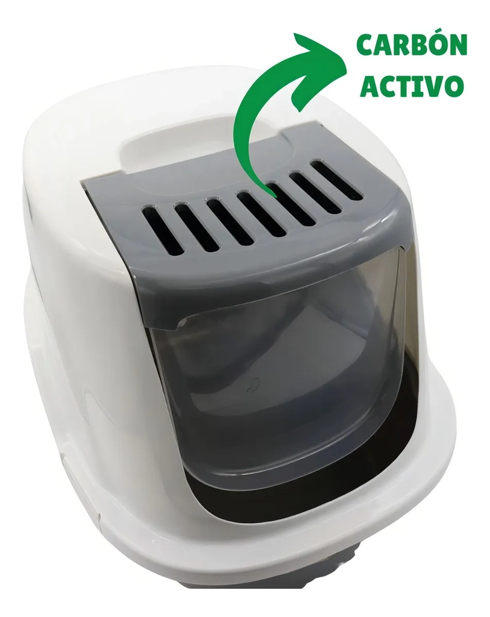 PAWISE BAÑO GATO + CARBON ACTIVO ARENERO PARA GATOS CERRADO COLOR BLANCO - 4