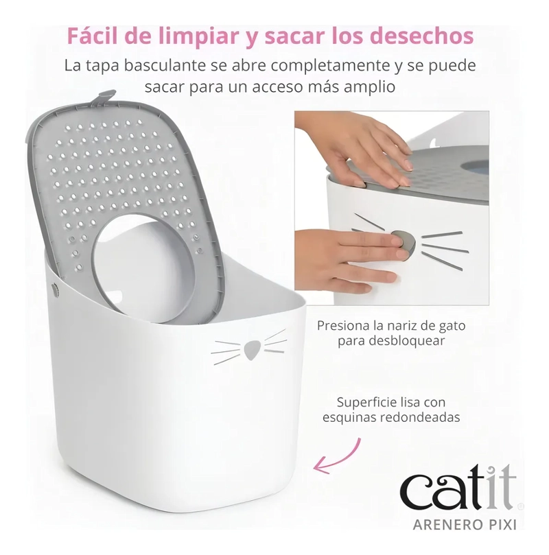 BAÑO CERRADO LITERA GATO APERTURA SUPERIOR PIXI BOX CATIT COLOR BLANCO/GRIS #44081 - 5