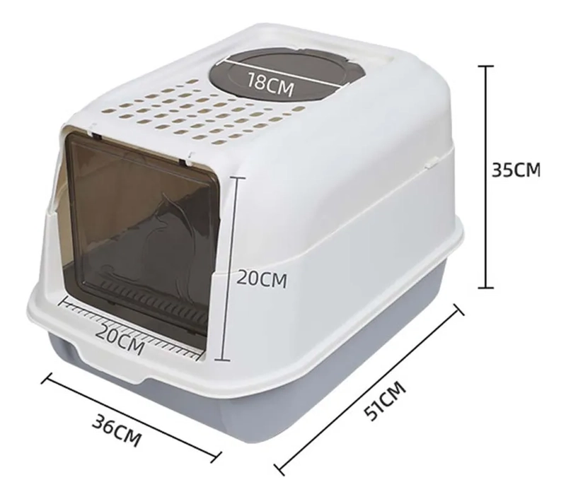 CAJA ARENERO CERRADO ANTISALPICADURAS SANITARIA PARA GATO COLOR GRIS - 2