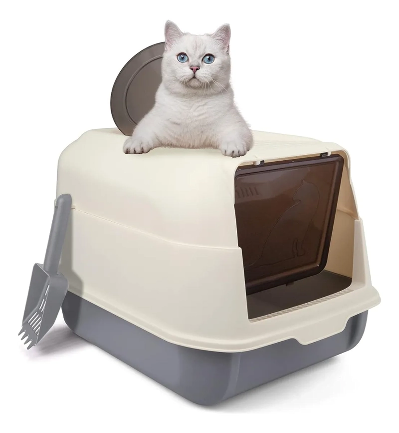 CAJA ARENERO CERRADO ANTISALPICADURAS SANITARIA PARA GATO COLOR GRIS - 4
