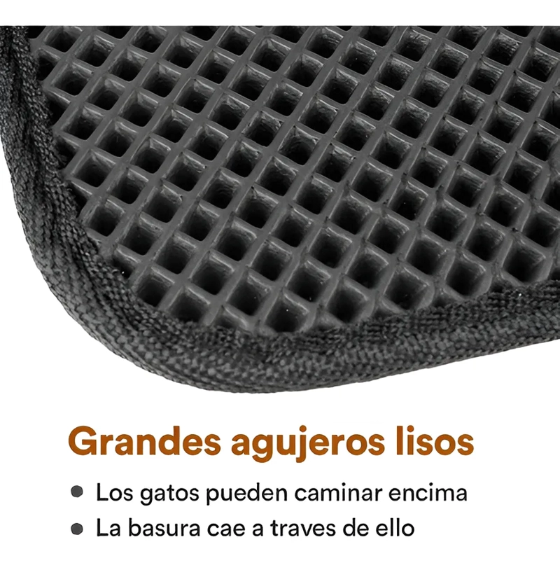TAPETE PARA GATO ARENERO 75X55CM ALFOMBRA CAJA DE ARENA GATO COLOR NEGRO - 3