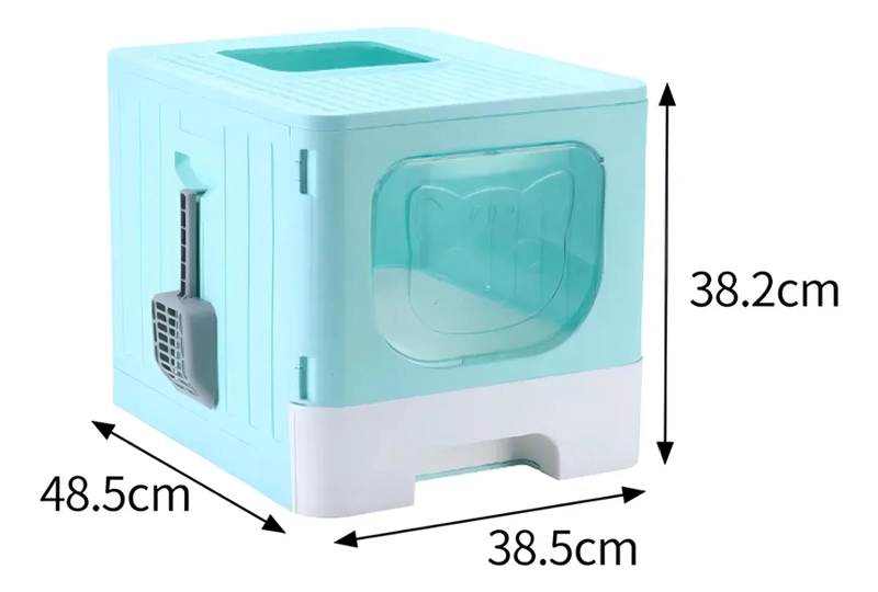 ARENERO PARA GATOS CAJA DE ARENA PLEGABLE CON BANDEJA GRANDE COLOR VERDE - 4