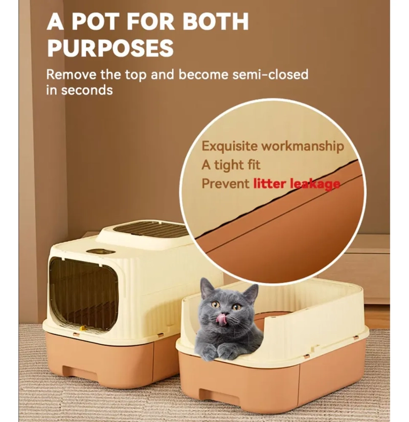 ARENERO PARA GATOS GRANDE CERRADO CON TAPA Y PALA LUZ UV GRIS - 3