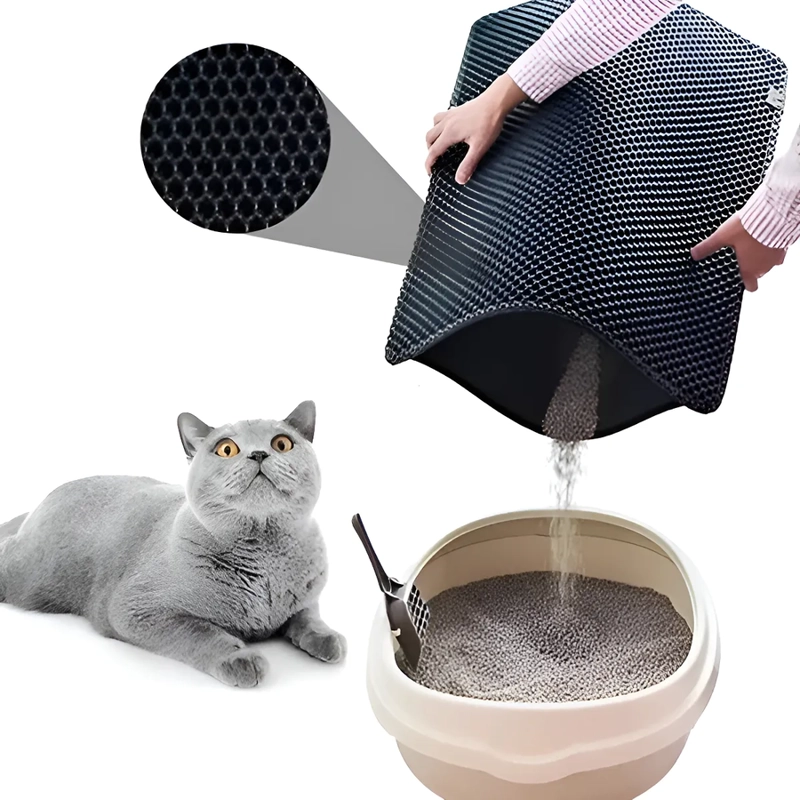 ALFOMBRA GATO SALIDA ARENERO GATO BAÑO, ATRAPA ARENA 45*60CM NEGRO - 4