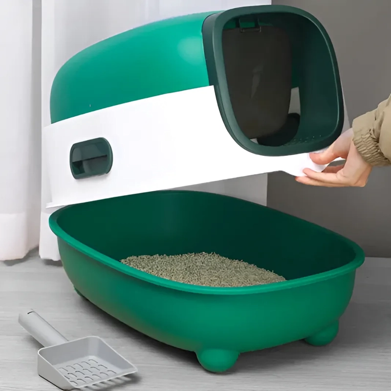 ARENERO GATO RORO CAJA DE ARENA CERRADA BAÑO SANITARIO GATOS RORO COLOR VERDE - 1000246 - 2