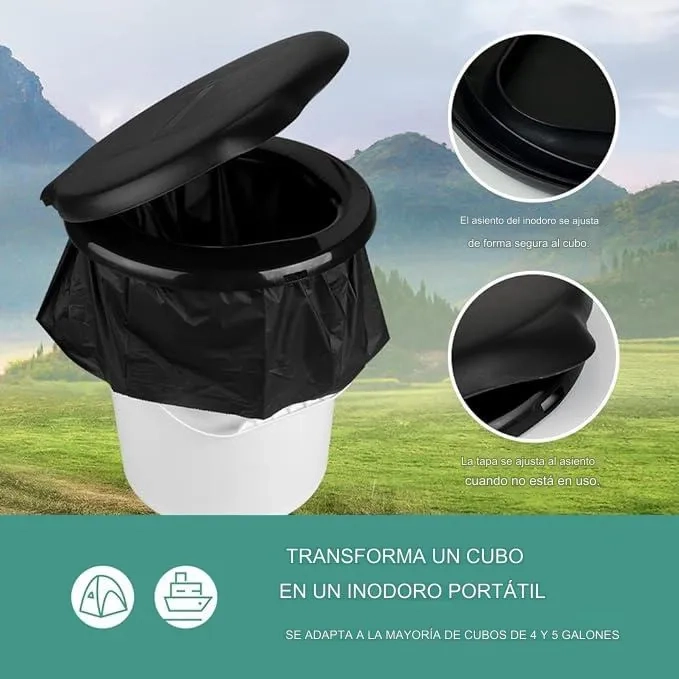 TAPA ASIENTO PARA BAÑO WC PORTATIL REDONDO PLASTICO - 4