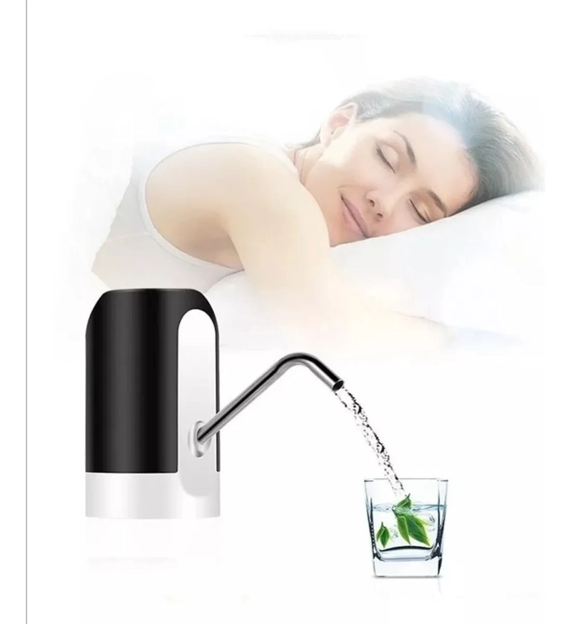 DISPENSADOR AUTOMATICO BIDON 20 LITROS BOMBA RECARGABLE USB NEGRO CON BLANCO - 2