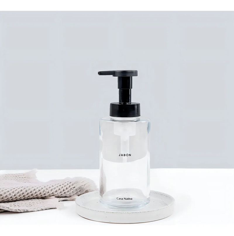 DISPENSADOR JABON ESPUMA VIDRIO TRANSPARENTE - 1