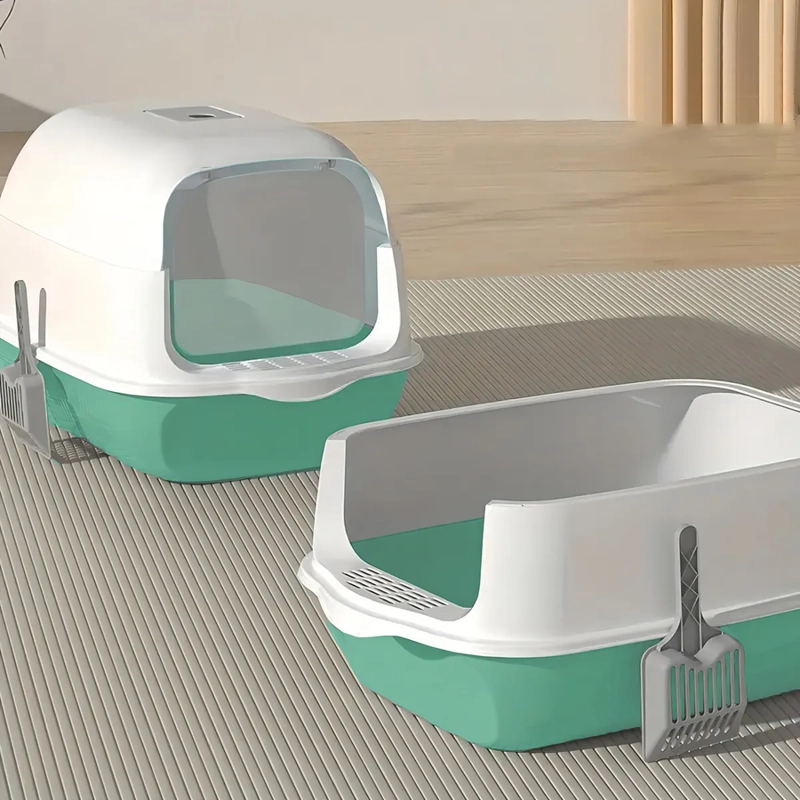 ARENERO PARA GATO CAJA DE ARENA CON TAPA Y PUERTA ABATIBLE C VERDE CLARO - 2