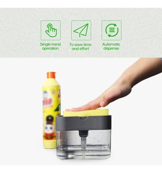 DISPENSADOR JABON LAVALOZAS BOMBA ESPONJA CON RECIPIENTE - 4
