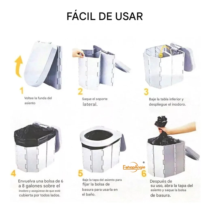 INODORO PORTATIL BAÑO PLEGABLE PARA CAMPING - 2