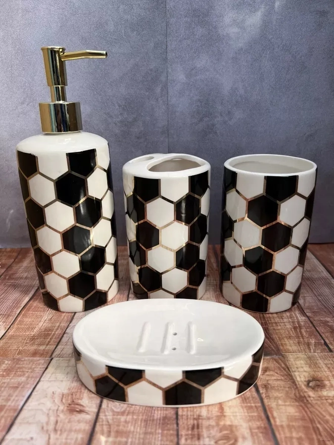 SET JUEGO DE BAÑO PREMIUM 4 ACCESORIOS CERAMICO - 1