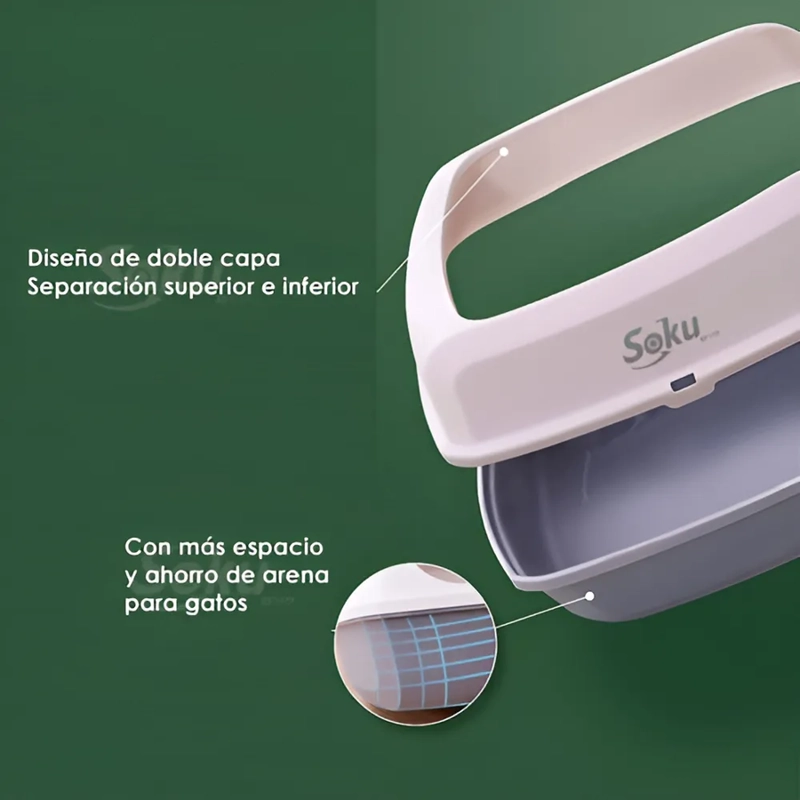 ARENERO GATO EXTENSION ANTI DERRAME PALA CAJA EXTRA GRANDE COLOR GRIS - 2