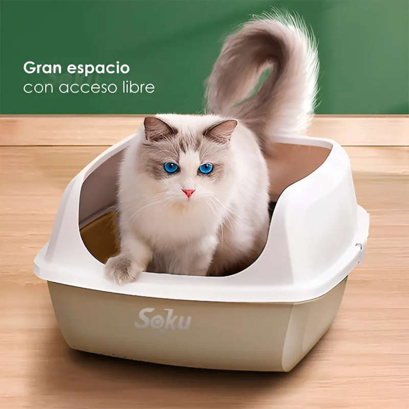 ARENERO GATO EXTENSION ANTI DERRAME PALA CAJA EXTRA GRANDE COLOR CAFE - 1