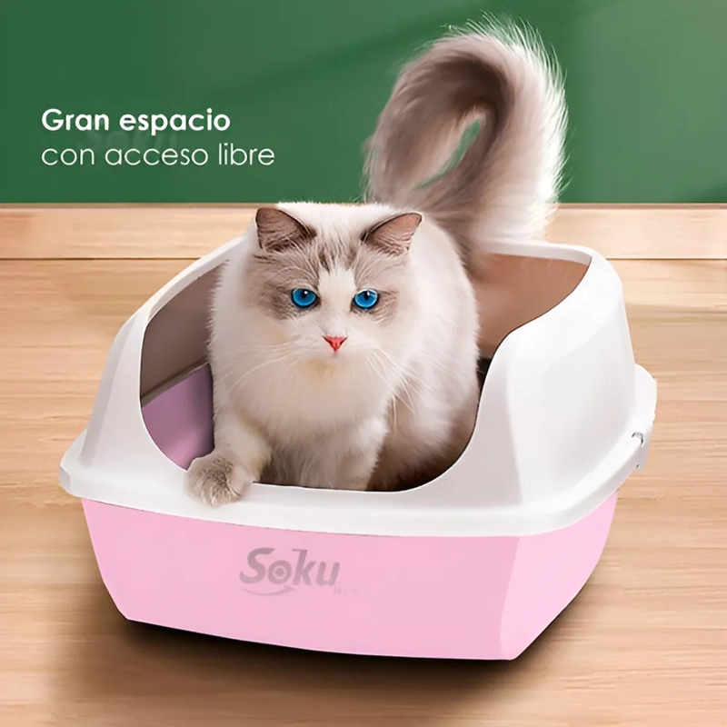 ARENERO GATO EXTENSION ANTI DERRAME PALA CAJA EXTRA GRANDE COLOR ROSA - 1