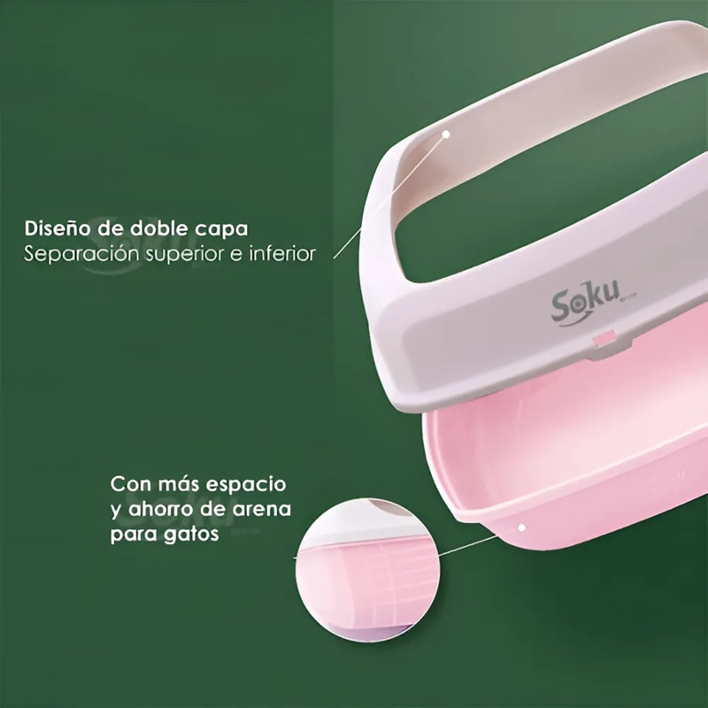 ARENERO GATO EXTENSION ANTI DERRAME PALA CAJA EXTRA GRANDE COLOR ROSA - 4
