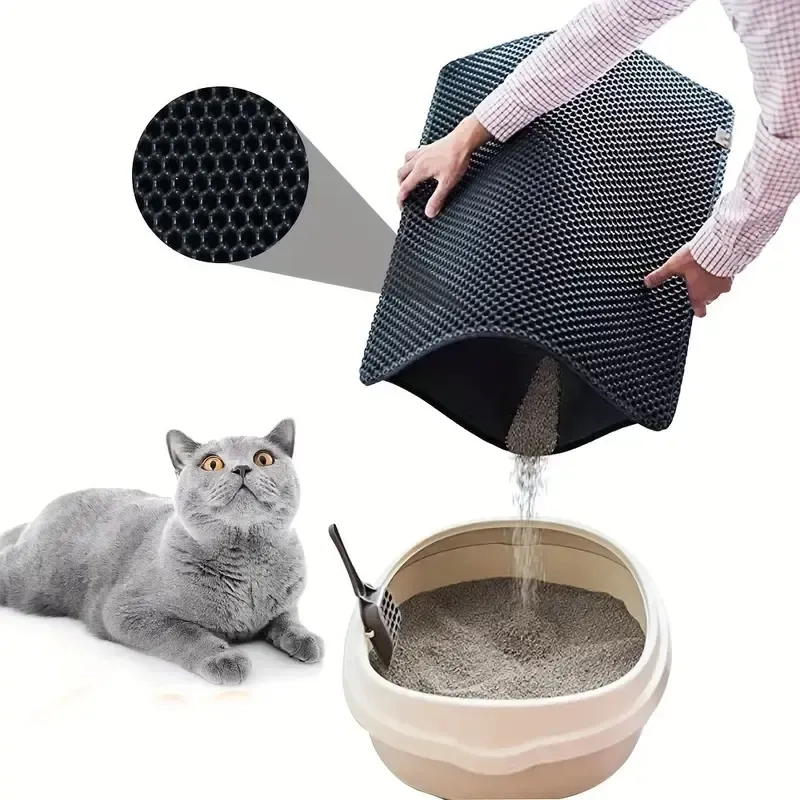 ALFOMBRA GRANDE ARENA D GATO TAPETE ARENERO MASCOTAS 75*55CM GRIS - 3