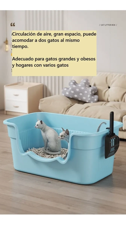 ARENERO GRANDE 50CM BANDEJA SANITARIA DE GATOS CON PALA GRIS - 6