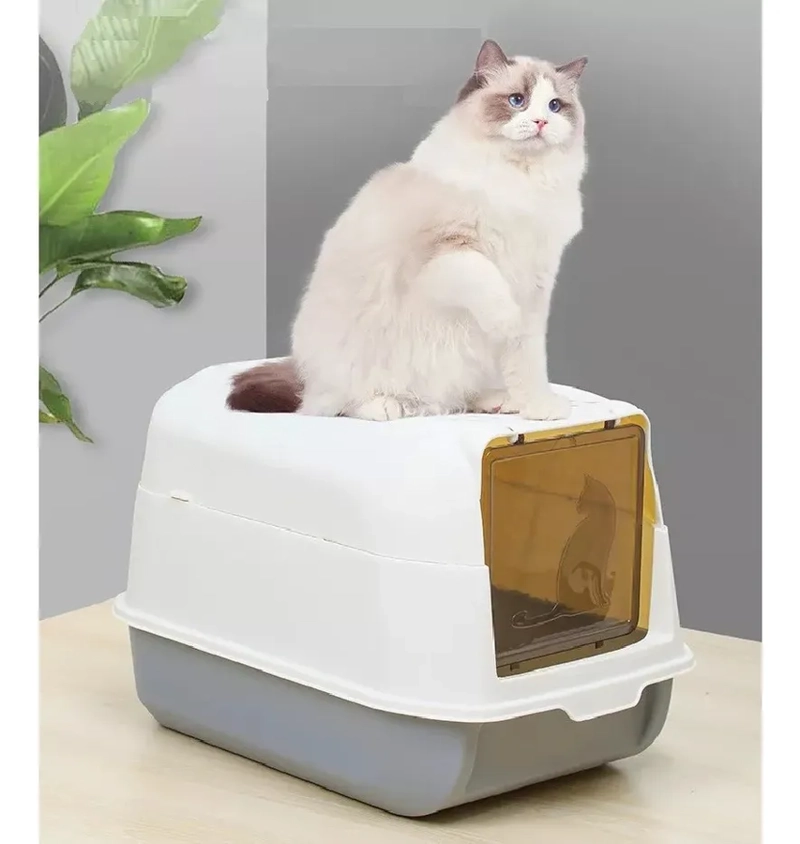 CAJA DE ARENA GATOS CERRADA 2 EN 1 CON TAPA ARENERO PLEGABLE - 4
