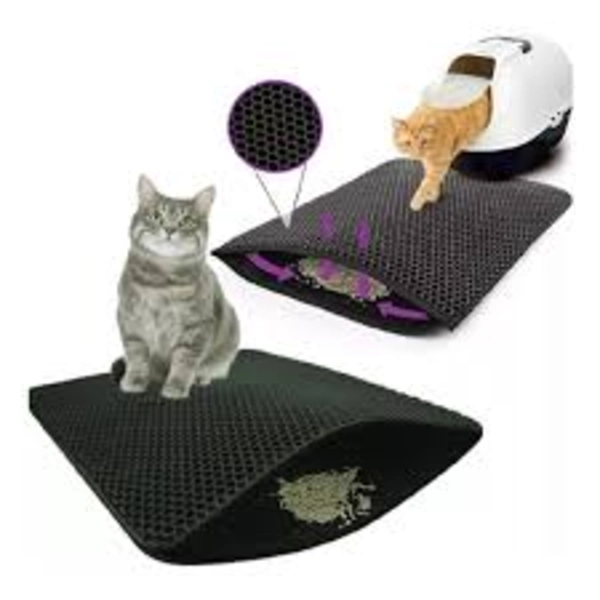ALFOMBRA ATRAPA ARENA PARA GATOS SALIDA ARENERO MASCOTA XL NEGRO - 2