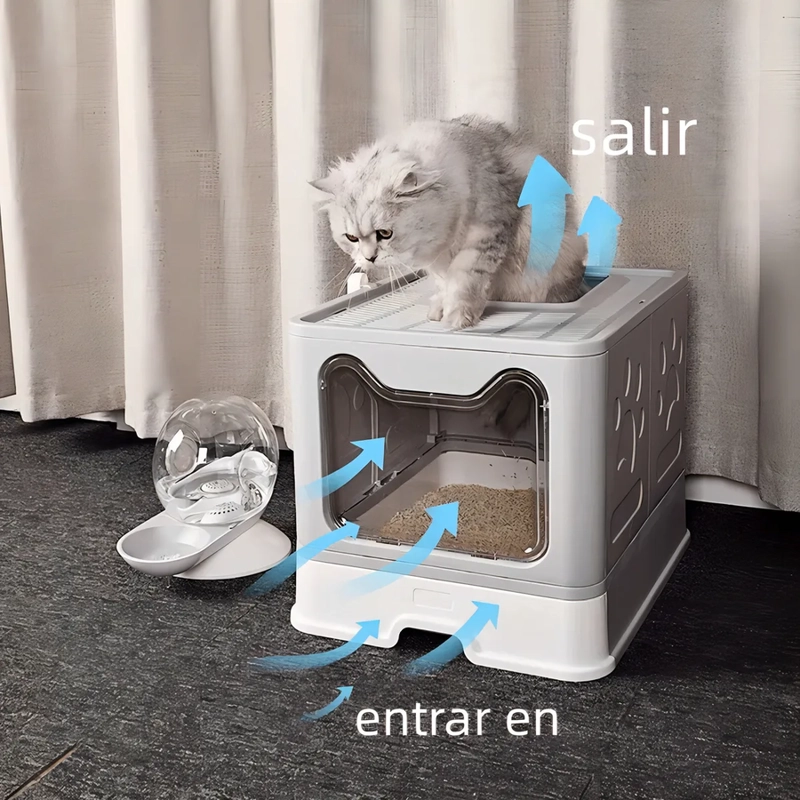 ARENERO CAJA DE ARENA PARA GATOS BAÑO ARENERO GATO CERRADO AZUL MENTA - 4