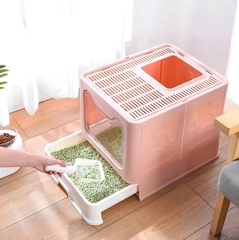 ARENERO CAJA DE ARENA PARA GATOS BAÑO ARENERO GATO CERRADO AZUL MENTA - 5