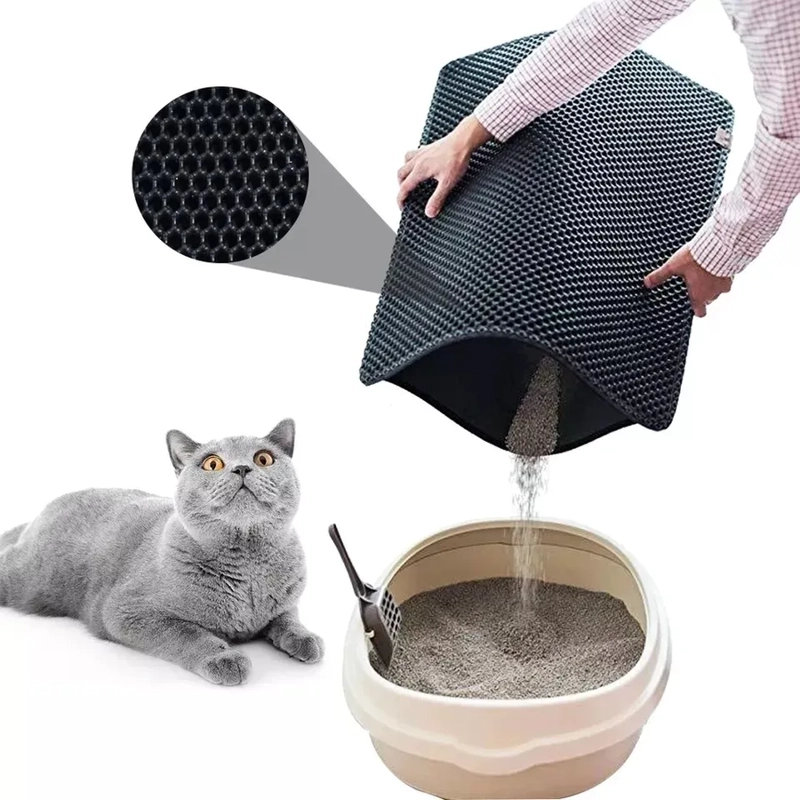 ALFOMBRA ATRAPA ARENA PARA GATOS SALIDA DEL ARENERO MASCOTA NEGRO - 1