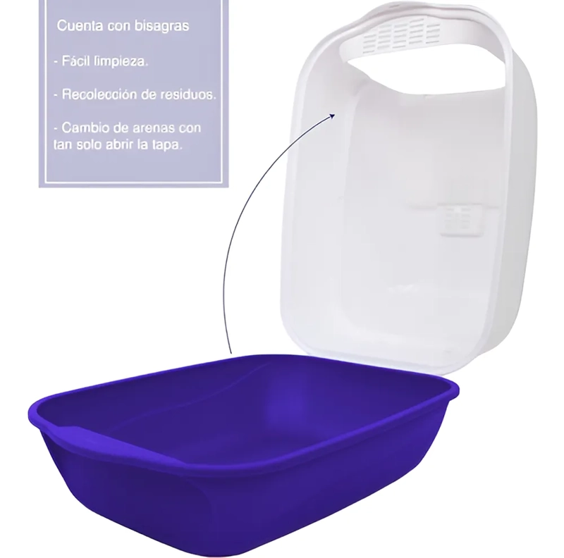 ARENERO GATO CERRADO FILTRO ANTI OLOR PUERTA ABATIBLE PALA COLOR AZUL - 2