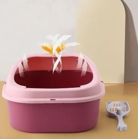 ARENERO PARA GATO BALLENITA CON PALA Y JUGUETE DE COLOR ROSA - 1