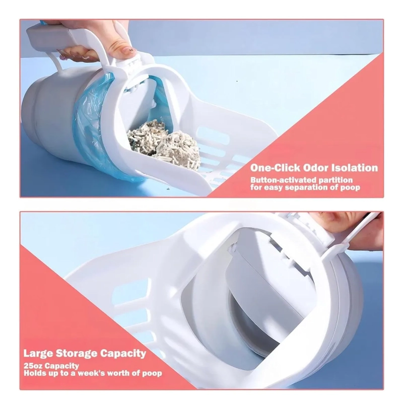 PALA CUCHARA RECOGEDORA DE ARENA ARENERO PARA GATO CON BOLSA BLANCO - 3