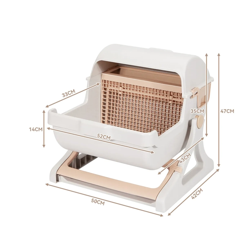 ARENERO GATOS SEMI-AUTOMATICO MICHIS BAÑO SANITARIO GRANDE COLOR BEIGE - 3