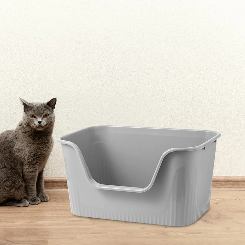 BANDEJA DE ARENA GRANDE Y ABIERTA PARA MASCOTAS, COLOR GRIS - 2
