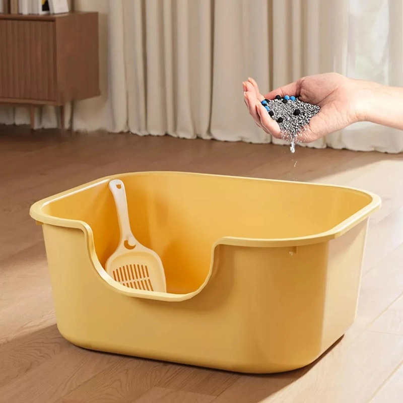 BAÑO SANITARIO ANTI-HONGO XL PREVIENE DERRAME DE ARENA GATO AMARILLO - 3