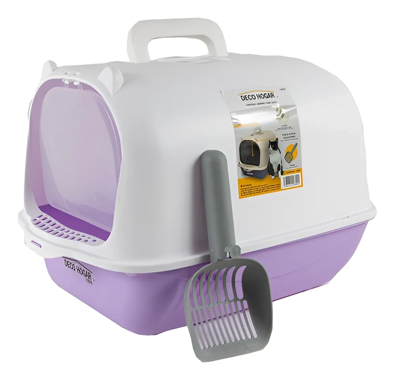 ARENERO SANITARIO PARA GATO CERRADO CON PALA COLOR VIOLETA - 1