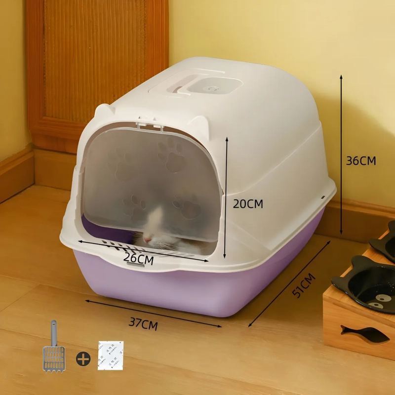 ARENERO SANITARIO PARA GATO CERRADO CON PALA COLOR VIOLETA - 3