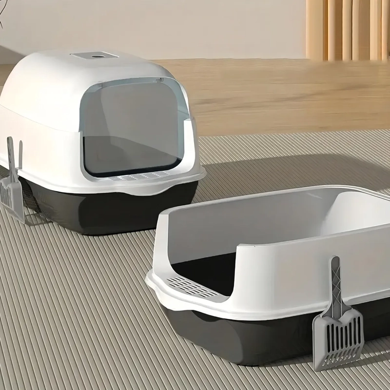 ARENERO PARA GATO CAJA DE ARENA CON TAPA Y PUERTA ABATIBLE COLOR NEGRO - 2