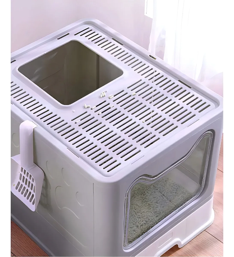 ARENERO CERRADO RORO CAJA DE ARENA PARA GATOS ARENERO CUADRADO BAÑO SANITARIO GATO RORO COLOR GRIS - 2