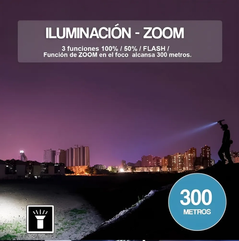 LINTERNA LED CAMPING LINTERNA TACTICA 18000 LUMENS CAMPING COLOR DE LA LINTERNA NEGRO COLOR DE - 3